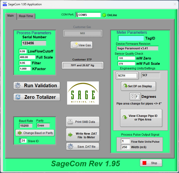 SageCom software v1.95